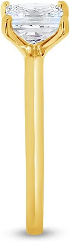 Miniatura 5 de Anillo de compromiso solitario de cuatro puntas de oro amarillo sólido de 14 k con borde de cuchillo y circonita cúbica de 1.0 quilates.