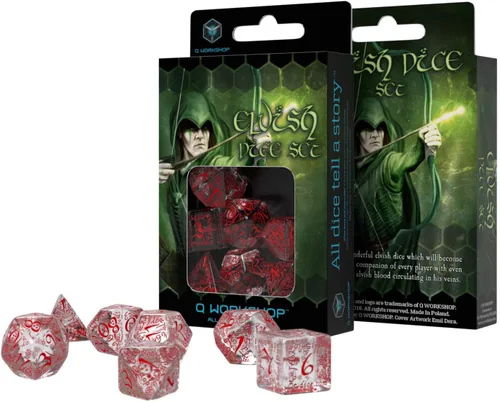 Miniatura 2 de Q Workshop Elvish Dice Transparent/Rojo (7) Juego de mesa, Multicolor