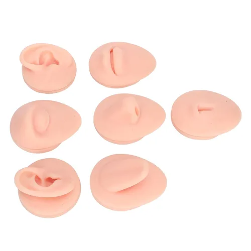 Miniatura 8 de Pieza de práctica de piercing corporal, modelo de 6 piezas de silicona suave, modelo de simulación de perforación de oreja, ojo, nariz, boca, lengua