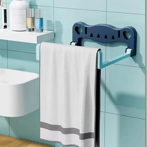 Miniatura 8 de Organizadores de estantes de baño montados en la pared sin perforar para toallas y artículos de tocador, fácil instalación adhesiva Azul