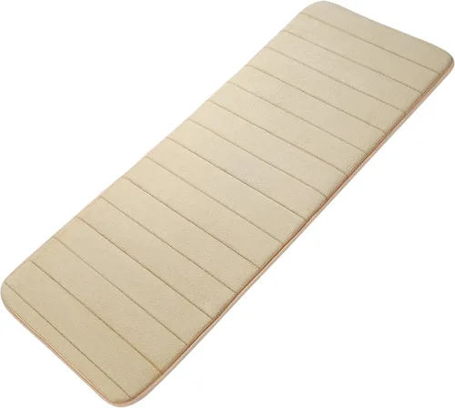 Miniatura 17 de uxcell Alfombra de baño de espuma viscoelástica, tapete absorbente para la cocina, tapete suave y cómodo para suelos de cocina y baño, 63 x 24 Beige