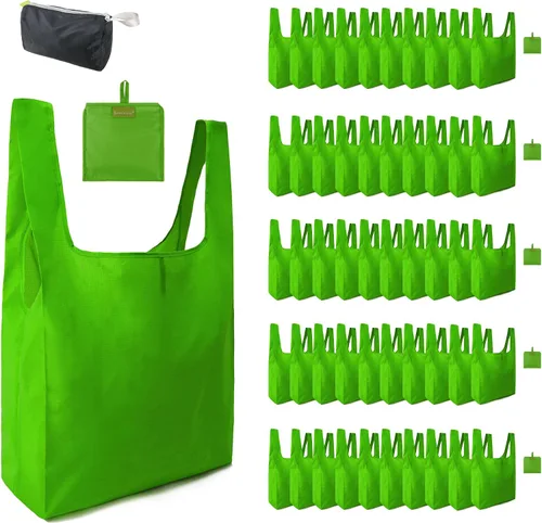 Miniatura 30 de BeeGreen Bolsas de comestibles reutilizables de Navidad con bolsa de almacenamiento con cremallera, paquete de 10 bolsas de compras reutilizables a