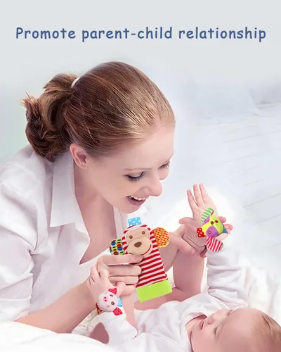 Miniatura 4 de Sonajero suave para bebé, calcetines buscadores de pies, muñequeras, sonajeros, tobilleras, piernas, brazos, pulsera de actividad, regalo para bebés