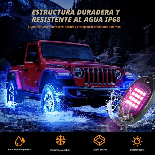 Miniatura 2 de 8 vainas RGB LED Rock Lights para Jeeps, camiones, carrito de golf, ATV, UTV RZR, SUV, todoterreno, kit impermeable multicolor con aplicación, modo