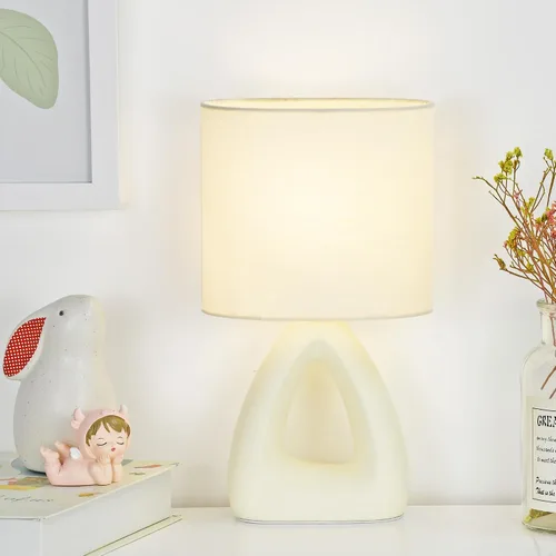 Miniatura 4 de LILA Lámpara de mesa pequeña y moderna color crema, 6.7 x 3.94 x 11.8 pulgadas de alto, bombilla excluida, lámpara de mesa de mesa/noche para sala