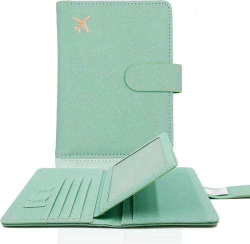 Miniatura 46 de Melsbrinna - Funda para pasaporte, ranuras para tarjetas, bonita funda para pasaporte para mujeres/hombres, resistente al agua con bloqueo RFID