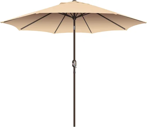Miniatura 10 de Sombrilla de patio de 7.5 pies/9 pies, sombrilla de piscina con protección UV con poste resistente, sombrilla para exteriores con botón