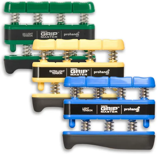 Miniatura 10 de Prohands Gripmaster - Ejercitador de mano (fortalecedor de agarre de mano), con resorte, sistema de pistón de dedos, aislamiento y ejercicio de cada