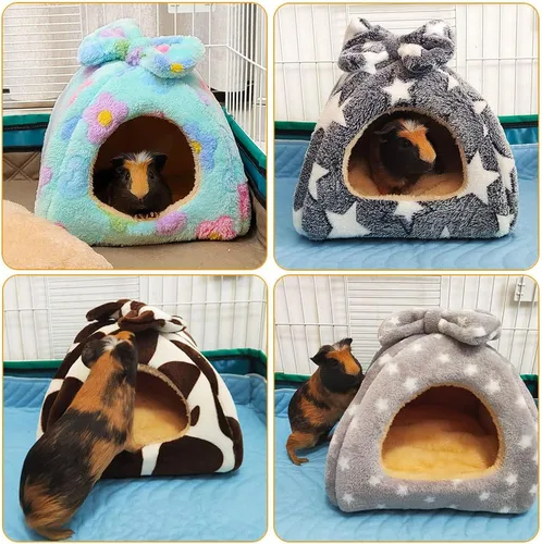 Miniatura 5 de Cama de conejillo de indias, cama de conejo, accesorios cálidos para casa de escondite para animales pequeños, hámsters, chinchillas, conejitos Verde