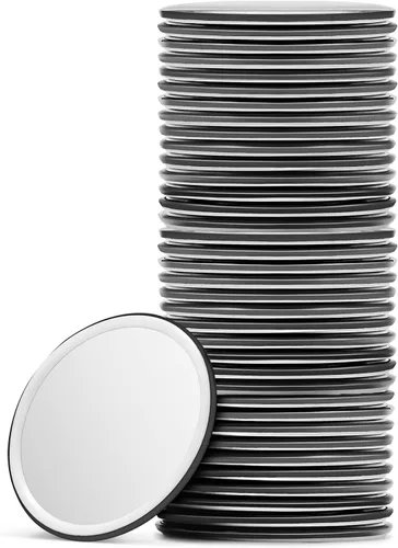 Espejo compacto de maquillaje pequeño a granel, mini espejo de bolsillo de viaje para mujer, paquete de 36 piezas (redondo, negro)