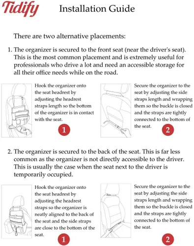Miniatura 7 de Tidify Organizador de Asiento Delantero de Coche [2025 ACTUALIZADO] con Almacenamiento Dedicado para Tablet y Laptop, Correas Laterales