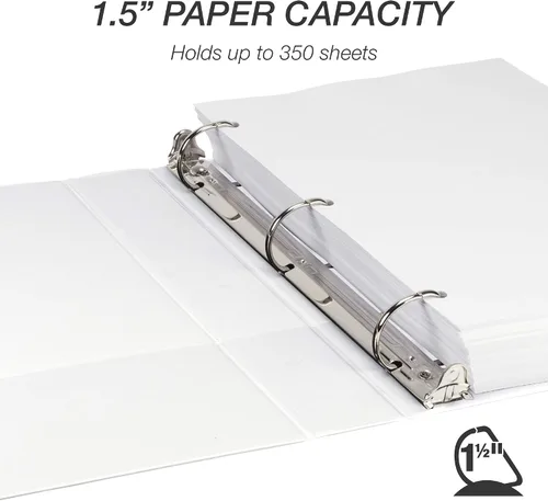 Miniatura 492 de Samsill - Carpeta duradera de 5 pulgadas, fabricada en los Estados Unidos, con anillos en D, transparente y personalizable, color blanco