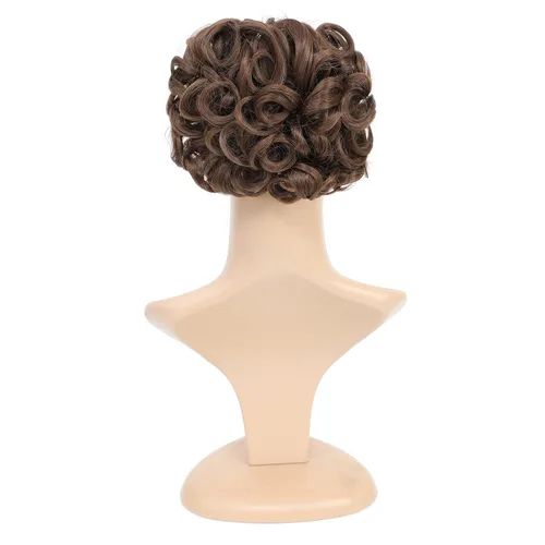 Miniatura 6 de SWACC Extensión de moño corto rizado desordenado, fácil de estirar, peines para el cabello, extensión de cola de caballo con clip, coletero, Marrón