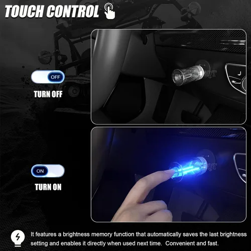 Miniatura 3 de PSEQT Luces Interiores Retro para Coche USB, Luces de Ambiente Mini Neón con Atenuación Táctil, Lámparas Decorativas para Coche con Enchufe