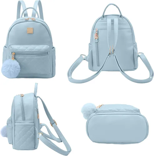 Miniatura 10 de Mini mochila de moda para niñas, bolso pequeño lindo de cuero a cuadros para mujer, mochilas pequeñas, Negro -, Mini mochila de moda para niñas