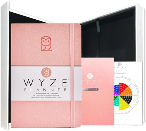 Miniatura 12 de Wyze Planner Agenda diaria sin fecha, organizador de productividad B5 de 1 año con dos páginas semanales, establecimiento de objetivos, seguimiento