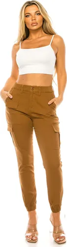 Miniatura 4 de Double Denim January 5th Pantalones deportivos tipo cargo de cintura alta para mujer, estilo casual, cintura elástica, pantalones deportivos cónicos