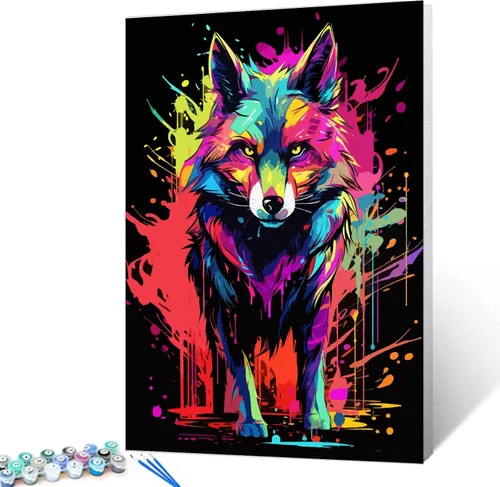 Miniatura 26 de Tucocoo Kits de pintura de búho de graffiti por números con pinceles y pigmento acrílico sobre lienzo para adultos, imagen de estilo colorido