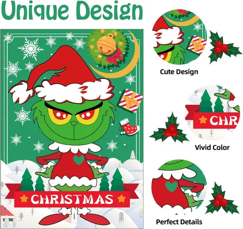 Miniatura 3 de Juegos de Navidad EMPOF - Pin The Heart Juegos de Manualidades Navideñas para Niños y Familias, Linda Decoración de Pared, Artículos de Fiesta