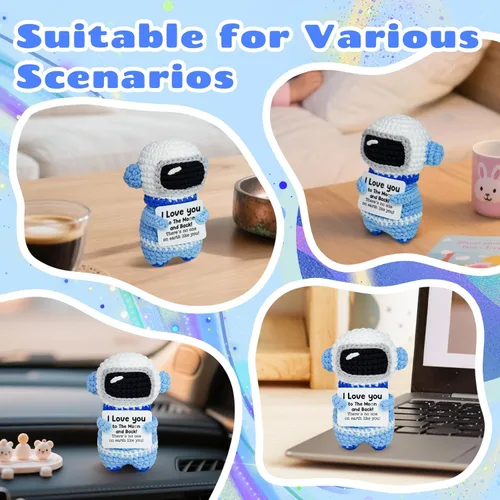 Miniatura 9 de Regalos para él, su novio, novia, To My Love hechos a mano, positivo crochet astronauta, San Valentín, aniversario, día del padre, regalos de Te amo