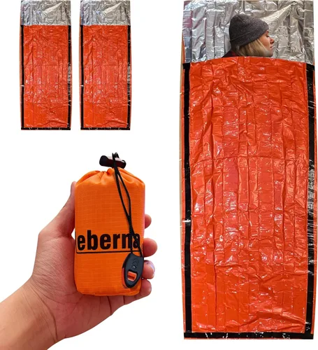 Paquete de 2 sacos de dormir de emergencia | Manta de emergencia portátil equipo de supervivencia