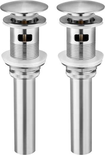 Miniatura 18 de KES Desagüe para lavabo con rebosadero, tapón emergente negro mate, paquete de 2 unidades para lavabo de tocador, tapón de drenaje de metal total