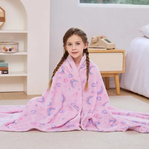 Miniatura 12 de Viviland Manta de Tiro con Estampado de Arcoíris para Niños y Niñas, Forro Polar de Felpa Cálido y Ligero para Sofá, Silla, Sillón, Cama, 30" x 40