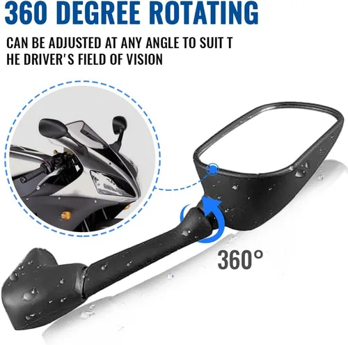 Miniatura 5 de Three T Espejo retrovisor negro de repuesto para Yamaha YZF R1 R6 2001 2002 2003