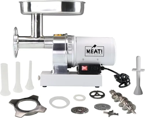 Miniatura 7 de ¡Carne! Molinillo de 1,5 HP con placas de molienda gruesas y finas, acero inoxidable, para moler carne, relleno de salchichas y procesamiento