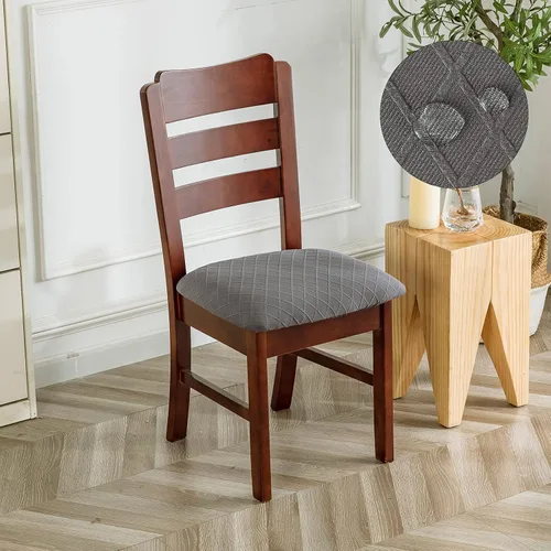 Miniatura 7 de Genina Fundas de asiento impermeables para sillas de comedor, fundas para sillas de comedor y cocina (gris oscuro, 2 piezas)
