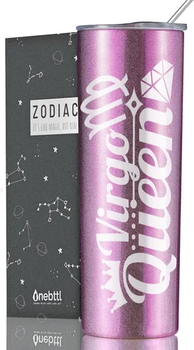 Miniatura 17 de Regalos del zodiaco Onebttl para mujeres, mejores regalos de cumpleaños para amigas, vaso de 20 oz de acero inoxidable, logotipo grabado en negro