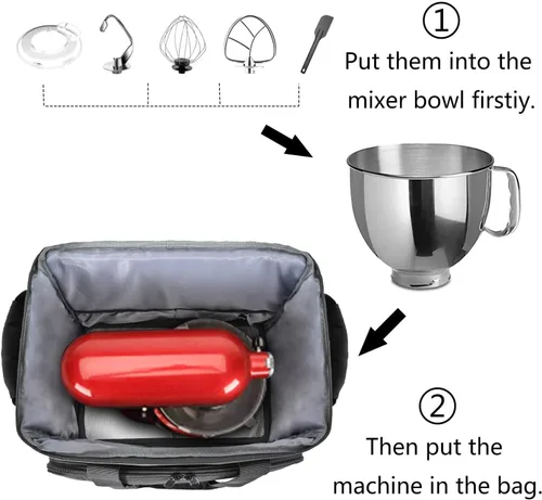 Miniatura 6 de LEFOR·Z Bolsa mezcladora de pie compatible con mezcladores KitchenAid (6-8 cuartos de galón), mezclador acolchado, funda de transporte de viaje