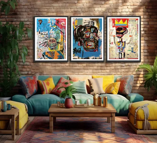 Miniatura 2 de 3 piezas de arte callejero de grafiti azul para decoración de pared, arte moderno, estética, lienzo, pintura, pintura abstracta, póster de hombre