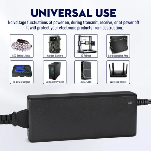 Miniatura 6 de Facmogu 12V 10A Fuente de alimentación Adaptador de CA a CC, Convertidor de CA a CC 100V-240V a 12V 10A 120W, Transformador de potencia de 12