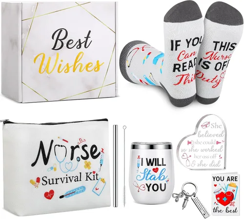 Miniatura 8 de Sliner 7 Piezas Regalos de Apreciación para Director/Directora para Mujeres Hombres Vaso Tumbler de Acero Inoxidable de 12oz Llavero Calcetines