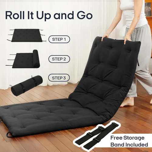 Miniatura 7 de Syrinx Colchón de Futón de Suelo Japonés Tamaño Individual 75"x39", Cama de Suelo Perezosa Plegable Engrosada para Adultos, Tumbona Enrollable