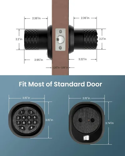 Miniatura 5 de Pomo de puerta inteligente con teclado, cerradura electrónica de puerta de entrada sin llave, bloqueo automático 3S, mango antideslizante