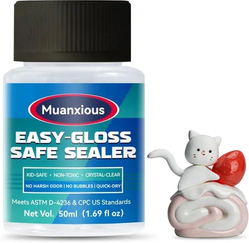 Muanxious Esmalte de arcilla Air Dry — Barniz y sellador transparente impermeable de alto brillo, ASTM D-4236, bajo olor, antiamarilleo, 1.7 fl oz