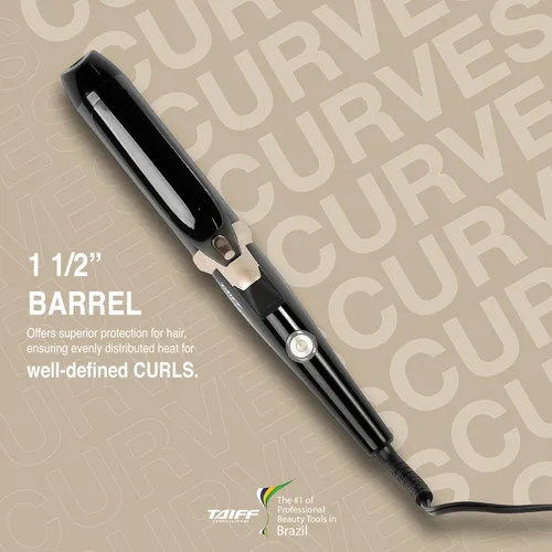 Miniatura 2 de TAIFF Curves - Rizador profesional de titanio negro – Rizador de pelo de alto rendimiento y rizadora para cabello con doble voltaje Temperatura