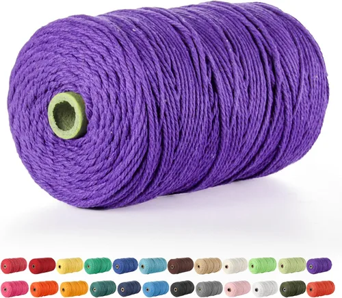 POZEAN Cordón de macramé de 0.118 pulgadas, 0.118 pulgadas, 220 yardas (unos 656.2 ft), hilo de macramé de algodón 100% natural para colgar en la