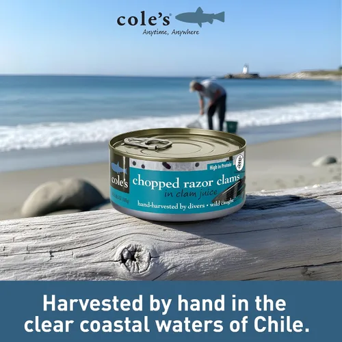 Miniatura 7 de Coles almejas enlatadas y picadas: cosechadas en agua cristalina, alimentos sin gluten, almejas altas en proteínas y bajas en calorías