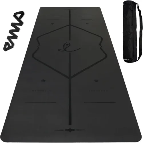 Alfombrilla de yoga – Bolsa de yoga gratuita incluida – Sistema de alineación patentado, agarre guerrero, antideslizante, ecológico y biodegradable,