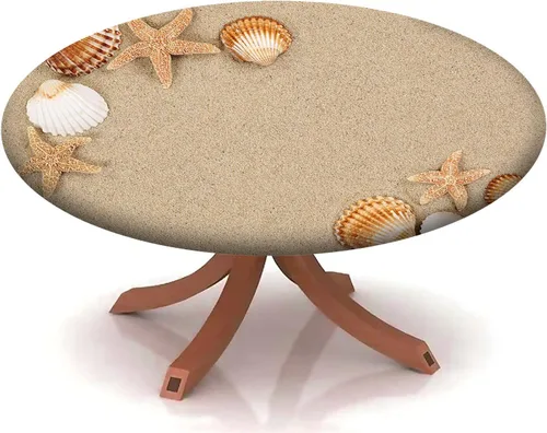Miniatura 39 de Mantel con patrón de playa, borde elástico, impermeable, lavable, para uso en interiores y exteriores, patio, turquesa aguamarina, para mesas