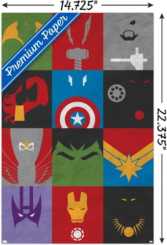 Miniatura 3 de Trends International Marvel Comics-Avengers-Minimalist Grid Mount Póster de pared Versión premium sin marco