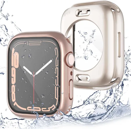 Miniatura 9 de [Paquete de 2] Funda impermeable 2 en 1 compatible con Apple Watch Series 9, 8, 7, 1.772 pulgadas, protector de pantalla de vidrio templado