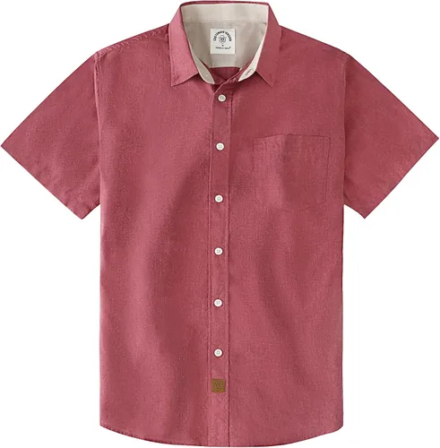 Miniatura 15 de Dubinik® Camisas de manga corta con botones para hombre, 100% algodón, a cuadros, camisas casuales con bolsillo