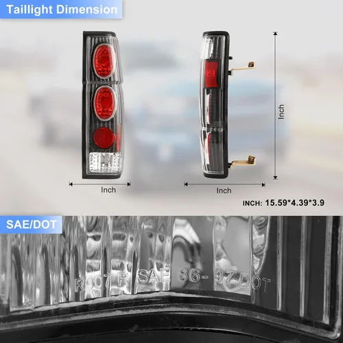 Miniatura 7 de ROXX Conjunto de luz trasera compatible con Nissan Hardbody D21 SE 1986-1994/1986-1989 1994 Hardbody D21 XE, 1995-1997 Nissan Pickup SE XE lado