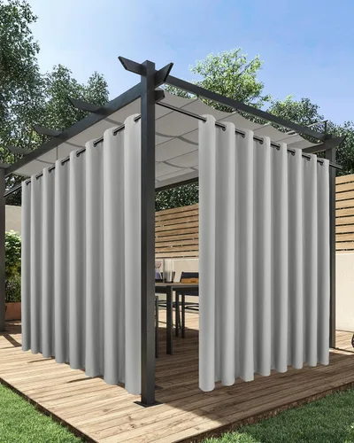 Miniatura 35 de HolidayIdeas Cortinas impermeables para patio, 4 paneles, 54 x 84 pulgadas, protección de privacidad y filtrado de luz, cortinas exteriores con Negro