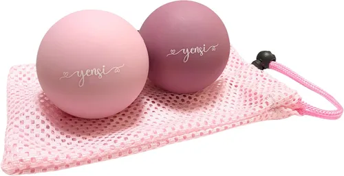 Bolas de lacrosse de silicona para masaje para terapia de puntos de activación, nudos musculares y terapia física. Juego de 2 bolas con bolsa de