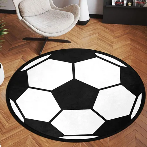 Miniatura 5 de Alfombra redonda de fútbol para dormitorio, 3 pies